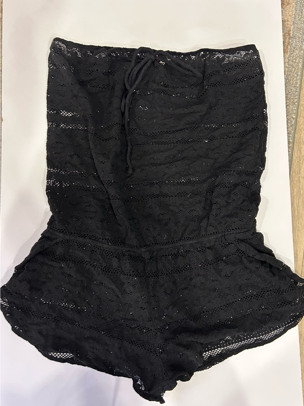 Victoria's Secret Black Lace Strapless Romper Shorts swimsuit cover